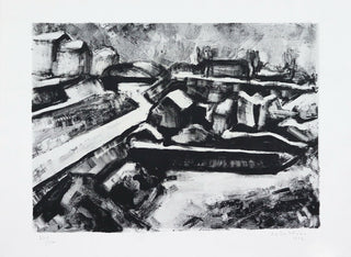 Celestino-Alves-Canal-de-Saint-Denis-Gravura-s-papel-no-75-150-mancha-32x425-cm-total-40x53-cm-1962